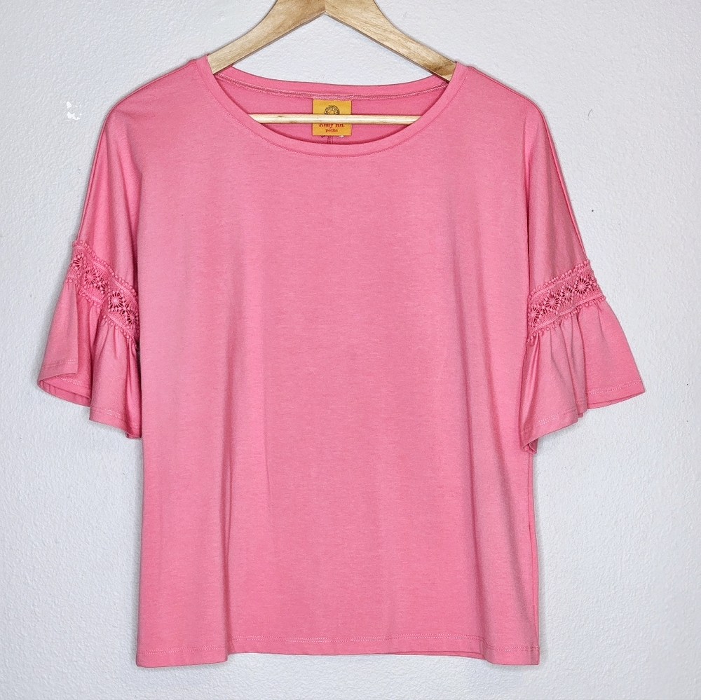 RUBY Rd. Blouse Flare Sleeve w/Ruffle Size Petite Medium